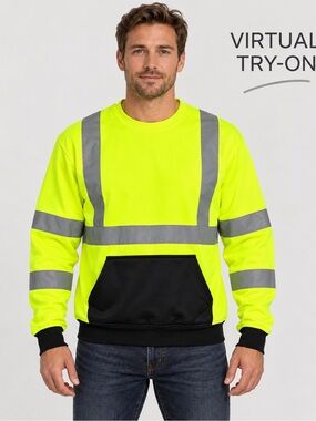 Uline Hi-Vis Safety Sweatshirt L 
ANSI Class 3 Reflective Neon Yellow Pullover